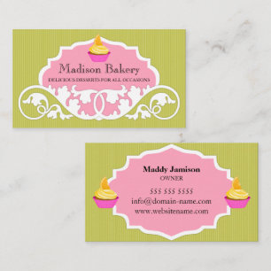 Carte De Visite Élégante décoration de boulangerie Cupcake