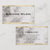 Carte De Visite Elégante décoration en marbre or (Devant / Derrière)
