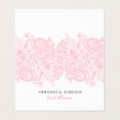 Carte De Visite Elégante dentelle de cachemire rose pastel (Extérieur déplié)