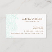 Carte De Visite Elégante dentelle de feuillage à la menthe verte e (Dos)