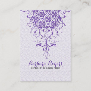 Carte De Visite Elégante dentelle florale blanche et violette