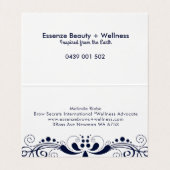 Carte De Visite Elégante dentelle florale bleu marine (Intérieur déplié)