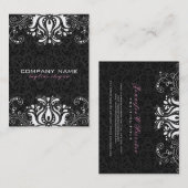 Carte De Visite Elégante dentelle florale noire et blanche (Devant / Derrière)