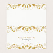 Carte De Visite Elégante dentelle Florale Or (Extérieur déplié)
