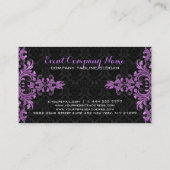 Carte De Visite Élégante dentelle métallique violette noir Damas (Dos)