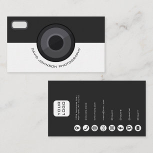 Carte de visite élégante en noir et blanc pour pho