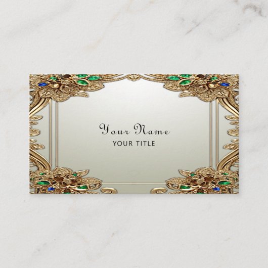 Carte de visite élégante en or ornée (Devant)