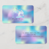 Carte De Visite Élégante enseignante holographique de Yoga (Devant / Derrière)