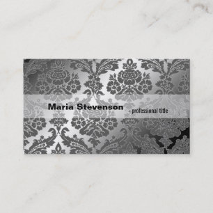 Carte de visite élégante et cool en damas noir bri