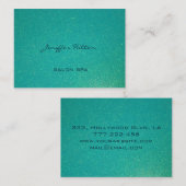 Carte De Visite Élégante et professionnelle chic aqua glittery tur (Devant / Derrière)