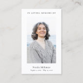 Carte De Visite Élégante et simple prière funéraire de photo commé (Devant)