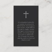 Carte De Visite Élégante et simple prière funéraire de photo commé (Dos)