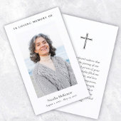 Carte De Visite Élégante et simple prière funéraire de photo commé