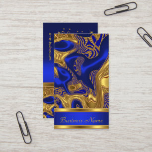 Carte de visite élégante exotique bleu or abstrait