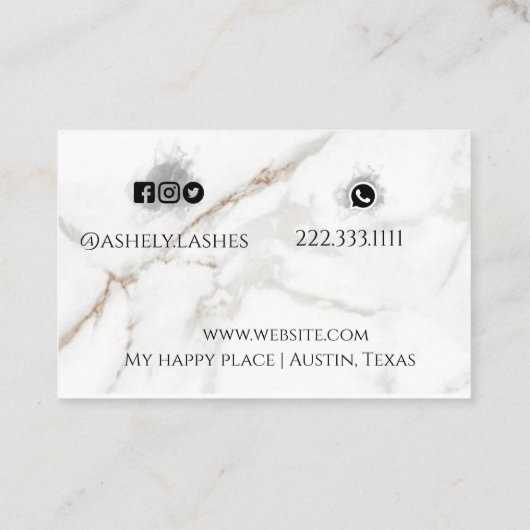 Carte De Visite Élégante Extension Chic Marble Lashes (Dos)