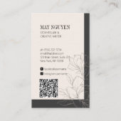 Carte De Visite Élégante feminine Floral Dard gris minimal (Dos)