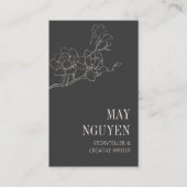 Carte De Visite Élégante feminine Floral Dard gris minimal (Devant)