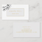 Carte De Visite Élégante Feminine Florale Noir Blanc Magnolia (Devant / Derrière)