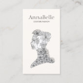 Carte De Visite Élégante femme de beauté florale noire et blanche (Devant)