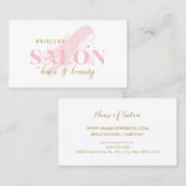 Carte De Visite Élégante Femme Rose Longue Flowls Salon de cheveux (Devant / Derrière)