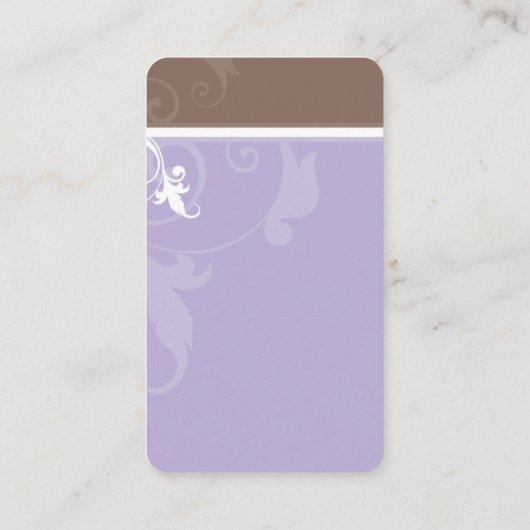 Carte De Visite ÉLÉGANTE feuillage verve lilas violet brun (Dos)