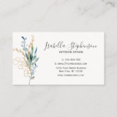 Carte De Visite Élégante Feuille botanique verte or (Dos)