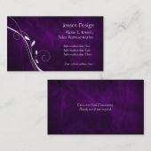 Carte De Visite Élégante feuille d'argent violet (Devant / Derrière)