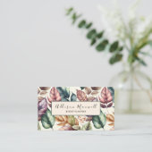 Carte De Visite Élégante feuille de verdure Botanique (Debout devant)