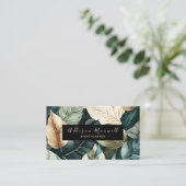 Carte De Visite Élégante feuille d'or verte (Debout devant)