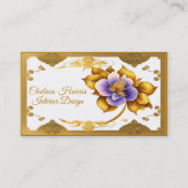 Carte De Visite Elégante Filigree Or Belle Fleur pourpre (Devant)