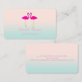 Carte De Visite Élégante Fille Moderne Drôle, Flamants roses Roses (Devant / Derrière)