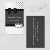 Carte De Visite Élégante fille professionnelle, Pois, Bow noir (Devant / Derrière)