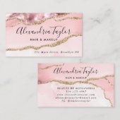 Carte De Visite Elégante fille rose rose Parties scintillant or ma (Devant / Derrière)