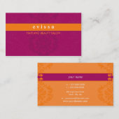 CARTE DE VISITE élégante finesse rose chaud orange (Devant / Derrière)