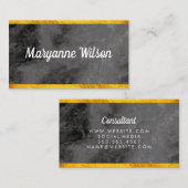 Carte De Visite Elégante finition en marbre noir or (Devant / Derrière)