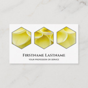 Carte De Visite Élégante fleur jaune minimale sur hexagone blanc