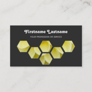 Carte De Visite Élégante fleur jaune minimale sur hexagones gris