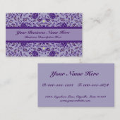 Carte De Visite Élégante Fleur pourpre Damas (Devant / Derrière)