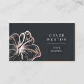 Carte De Visite Élégante fleur Rose d'Hibiscus d'or (Devant)