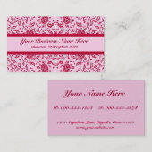 Carte De Visite Elégante Fleur rose et rouge Damas (Devant / Derrière)