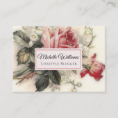 Carte De Visite Élégante Fleur Rose Vintage (Devant)