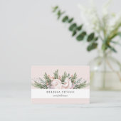 Carte De Visite Élégante Fleurs De Boho Peint Élégant | Blush (Debout devant)