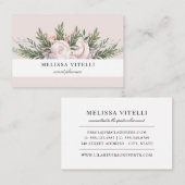 Carte De Visite Élégante Fleurs De Boho Peint Élégant | Blush (Devant / Derrière)