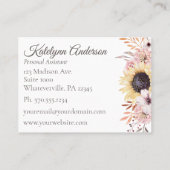 Carte De Visite Élégante florale féminine de tournesol (Dos)