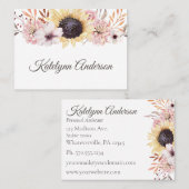 Carte De Visite Élégante florale féminine de tournesol (Devant / Derrière)