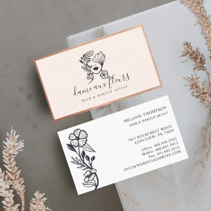 Carte De Visite Élégante florale floraison beauté Femme Logo rose