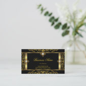 Carte de visite élégante florale or noir (Debout devant)