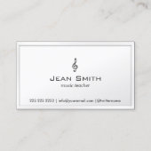 Carte De Visite Élégante frontière blanche de l'enseignant de musi (Devant)