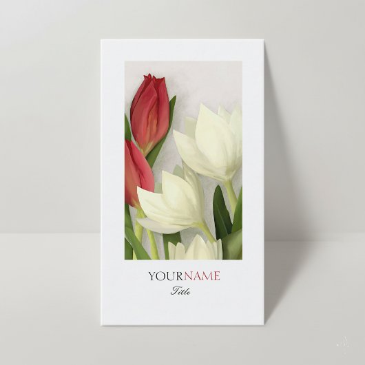 Carte De Visite Elégante frontière florale moderne blanche