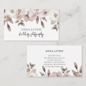 Carte De Visite Elégante frontière florale Rose Dusty Mauve (Devant / Derrière)
